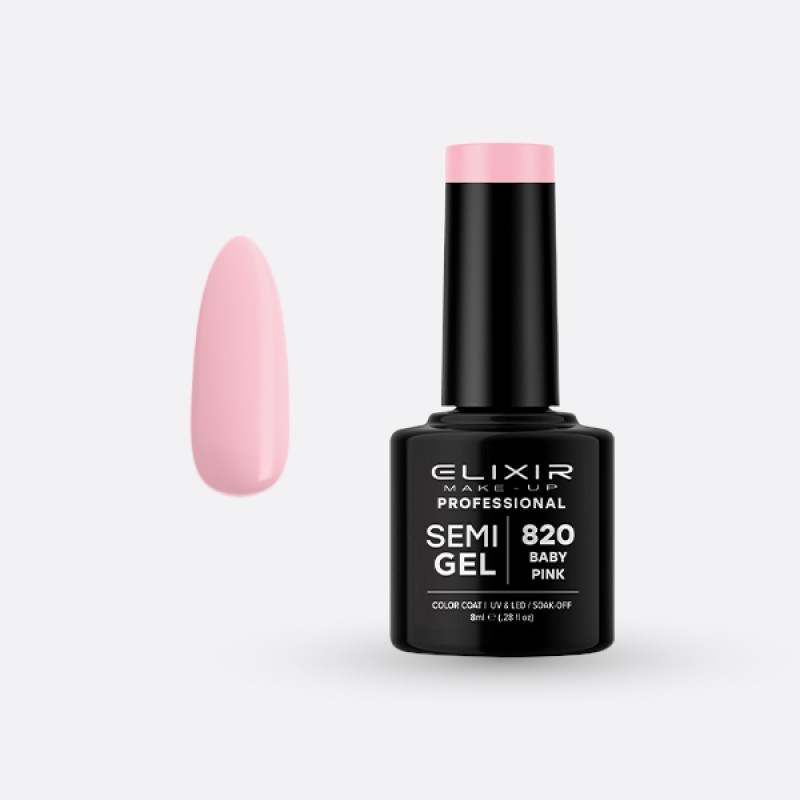 Elixir Semi Gel Ημιμόνιμο Βερνίκι 8ml – #820 (BABY PINK)