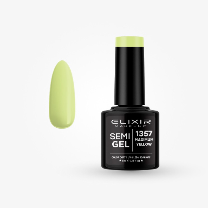 Elixir Semi Gel Ημιμόνιμο Βερνίκι 8ml – #1357 (MAXIMUM YELLOW)