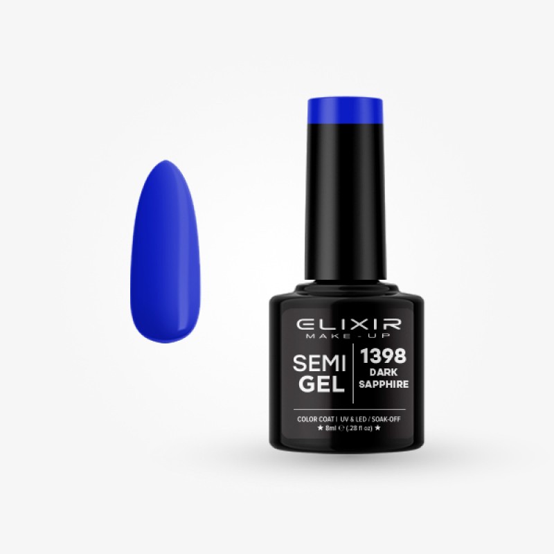 Elixir Semi Gel Ημιμόνιμο Βερνίκι 8ml – #1398 DARK SAPPHIRE