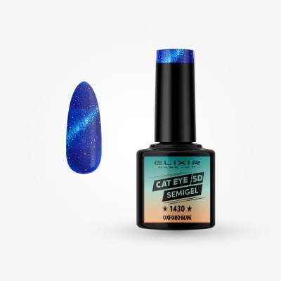 Elixir Semi Gel Ημιμόνιμο Βερνίκι CAT EYE 5D 8ml – #1430 (Oxford blue)