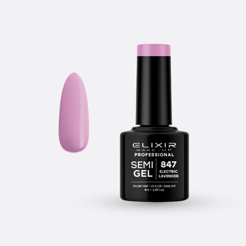 Elixir Semi Gel Ημιμόνιμο Βερνίκι 8ml – #847 (ELECTRIC LAVENDER)