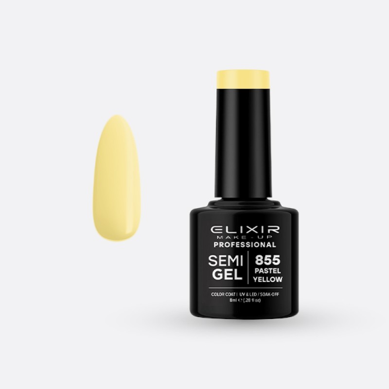 Elixir Semi Gel Ημιμόνιμο Βερνίκι 8ml – #855 (PASTEL YELLOW)