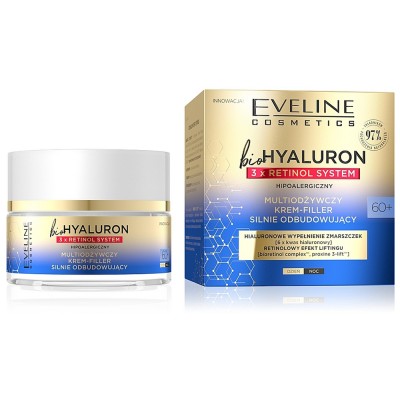 Eveline BioHyaluron 3 x Retinol System Multi Nourishing Intensely Restoring Day & Night Face Cream 60+ (50ml)