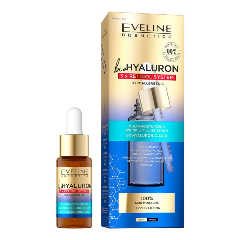 Eveline BioHyaluron 3 x Retinol System Multi-moisturizing wrinkle filling serum (18ml)