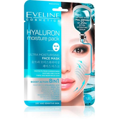 Eveline Hyaluron Ultra Moisturizing Face Sheet Mask 8 in 1 (20 ml)
