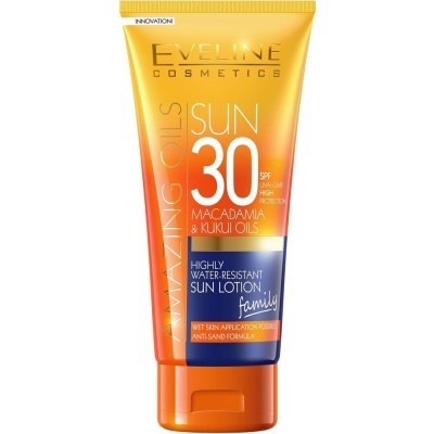 Eveline SPF30 Macadamia & Kukui Oils High Water-Resistant Sun Lotion 200ml Family Size (αντηλιακό)