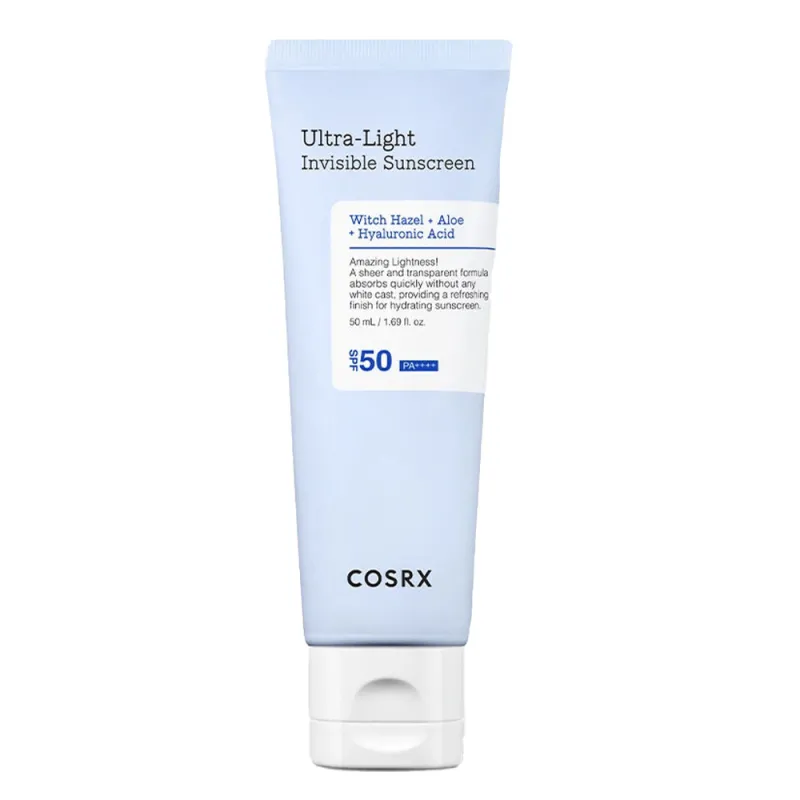 COSRX Ultra-Light Invisible Sunscreen SPF50 PA++++ 50ml – Αντηλιακό Προσώπου με Αλόη για Ενυδάτωση, Καταπράυνση & Αόρατο Τελείωμα