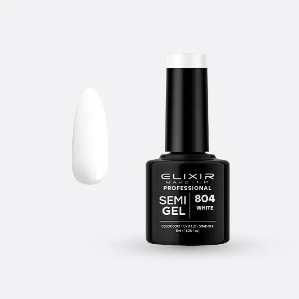 Elixir Semi Gel Ημιμόνιμο Βερνίκι 8ml – #804 (WHITE)