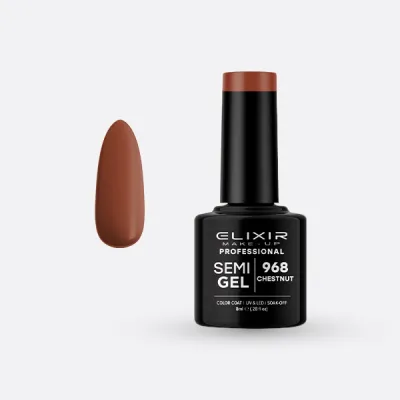 Elixir Semi Gel Ημιμόνιμο Βερνίκι 8ml – #968 (CHESTNUT)