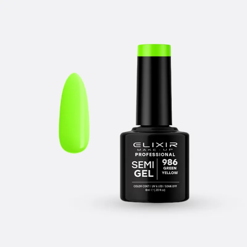 Elixir Semi Gel Ημιμόνιμο Βερνίκι 8ml – #986 (GREEN YELLOW) Elixir Semi Gel Ημιμόνιμο Βερνίκι 8ml – #986 (GREEN YELLOW)