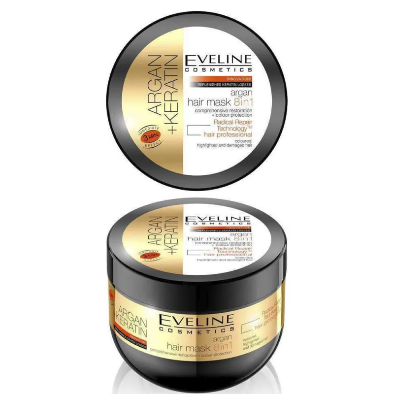 EVELINE Argan + Keratin Hair Mask 8 in 1 300ml EVELINE Argan + Keratin Hair Mask 8 in 1 300ml
