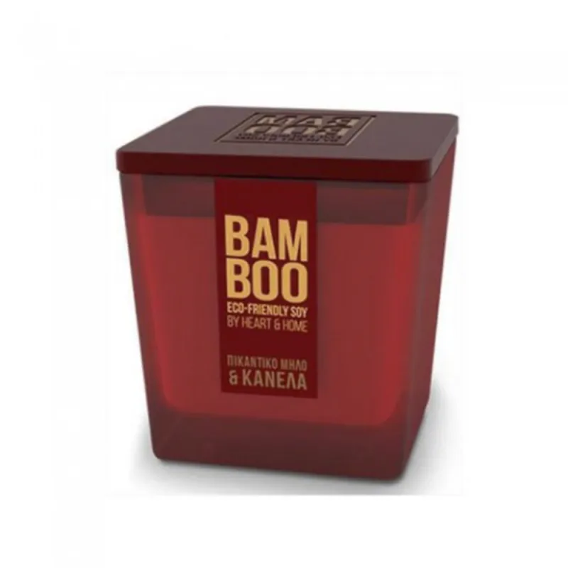Heart and Home Αρωματικό Κερί Σόγιας σε Βάζο με Ξύλινο Φυτίλι 40h 210gr #Πικάντικο Μήλο & Κανέλα