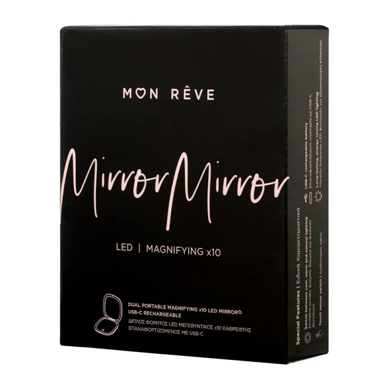 Mon Reve Mirror Mirror x10 - Διπλός Μεγεθυντικός (x10) LED Καθρέφτης Μακιγιάζ USB-C