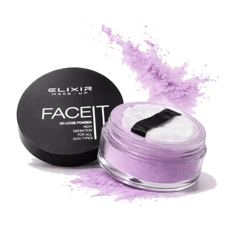Elixir Face It HD Loose Powder - Πούδρα Σεταρίσματος & Color Correcting 18h – #382-002 (Purple)