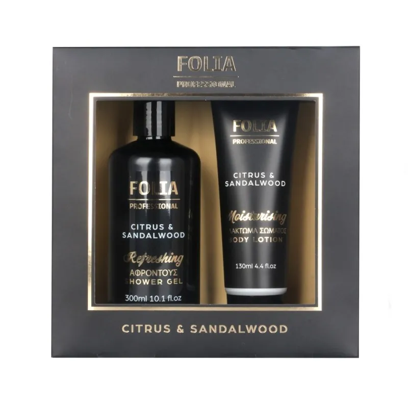 FOLIA Men's Gift Box Citrus & Sandalwood – Ανδρικό Σετ Δώρου με Shower Gel 300ml & Body Lotion 130ml