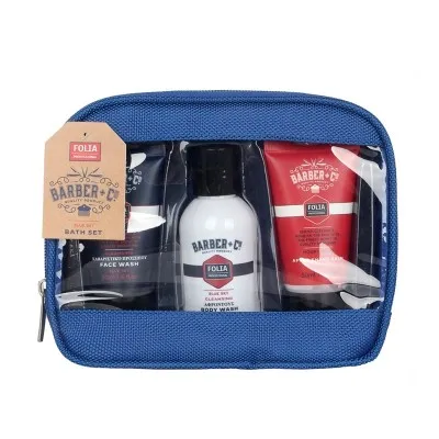 FOLIA Men's Gift Set Blue Sky Barber + Co – Ανδρικό Σετ Δώρου σε Νεσεσέρ με Body Wash, Face Wash & After Shave Balm