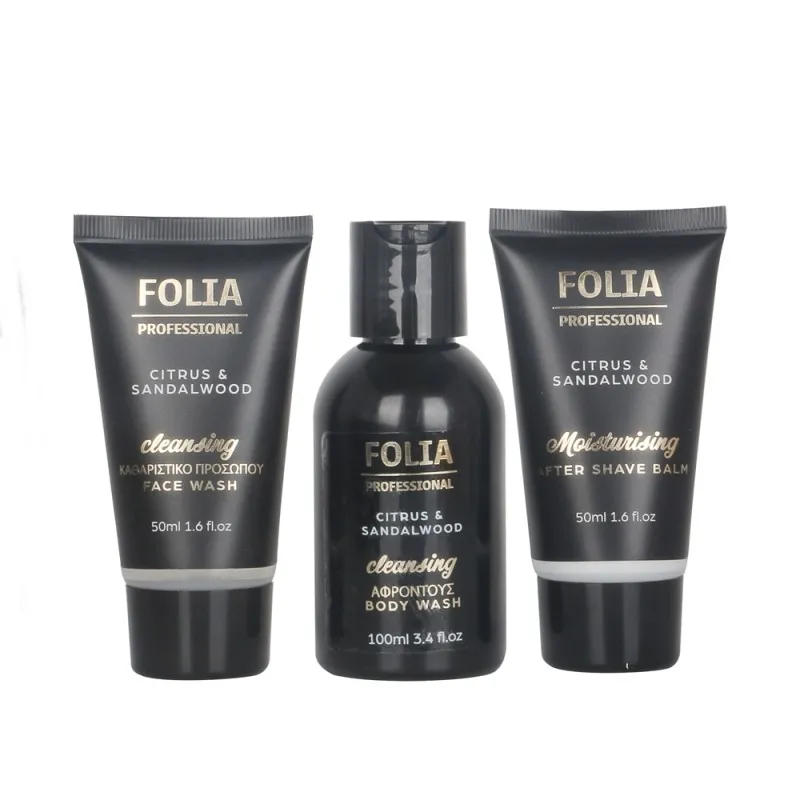 FOLIA Men's Nesesser Sandalwood & Citrus – Ανδρικό Σετ Δώρου σε Νεσεσέρ με Body Wash, Face Wash & After Shave