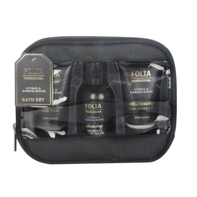 FOLIA Men's Nesesser Sandalwood & Citrus – Ανδρικό Σετ Δώρου σε Νεσεσέρ με Body Wash, Face Wash & After Shave