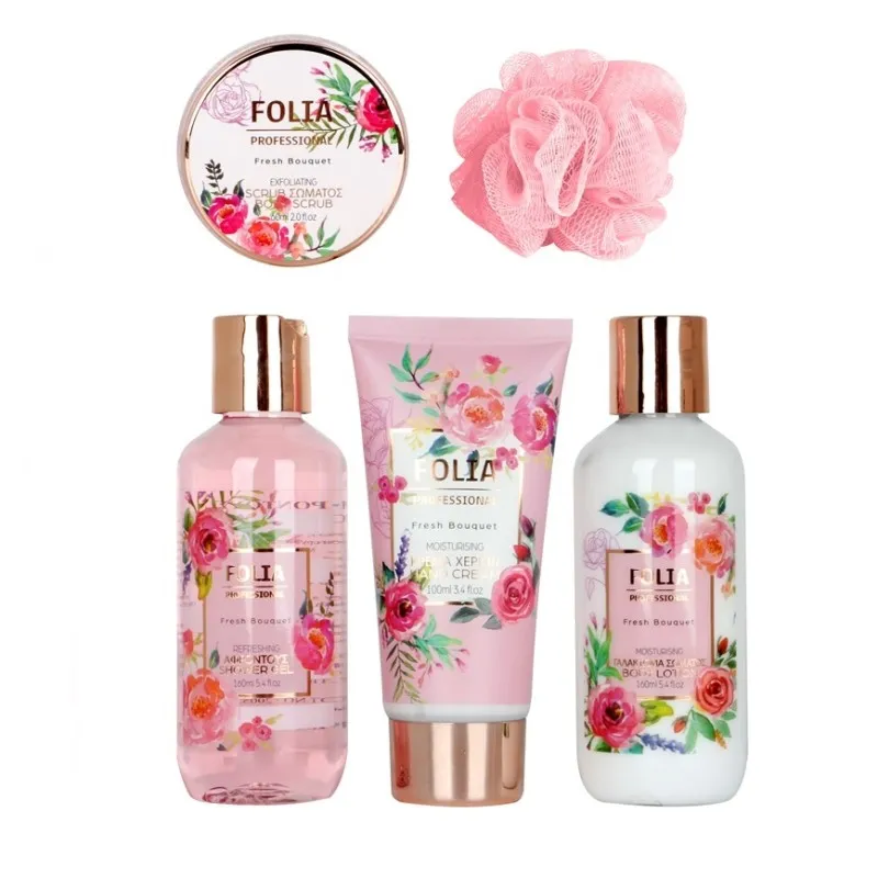 FOLIA Metal Cage Fresh Bouquet – Γυναικείο Σετ Δώρου σε Μεταλλικό Κλουβί 5 τμχ