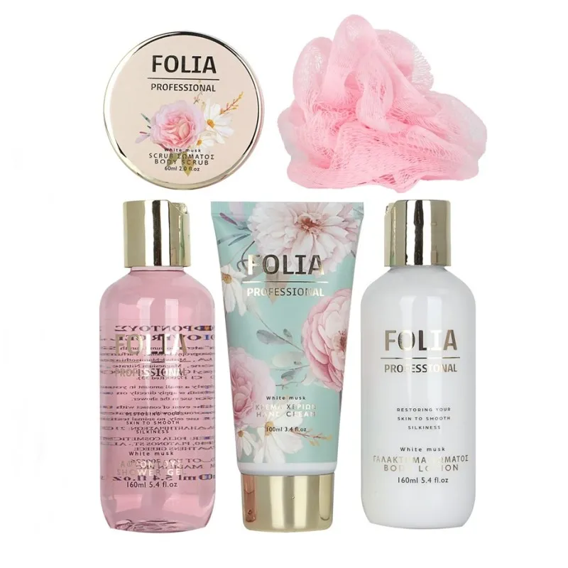 FOLIA Metal Cage White Musk – Γυναικείο Σετ Δώρου σε Μεταλλικό Κλουβί 5 τμχ