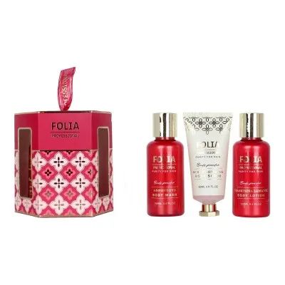 FOLIA Paper Gift Box Body Powder – Γυναικείο Σετ Δώρου με Body Wash, Body Lotion & Body Scrub