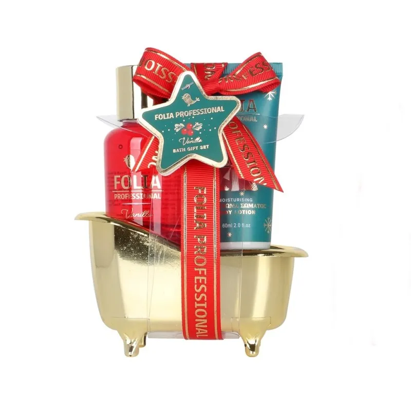 FOLIA Small Bath Tube Vanilla – Γυναικείο Σετ Δώρου σε Μπανιέρα με Shower Gel 100ml & Body Lotion 60ml
