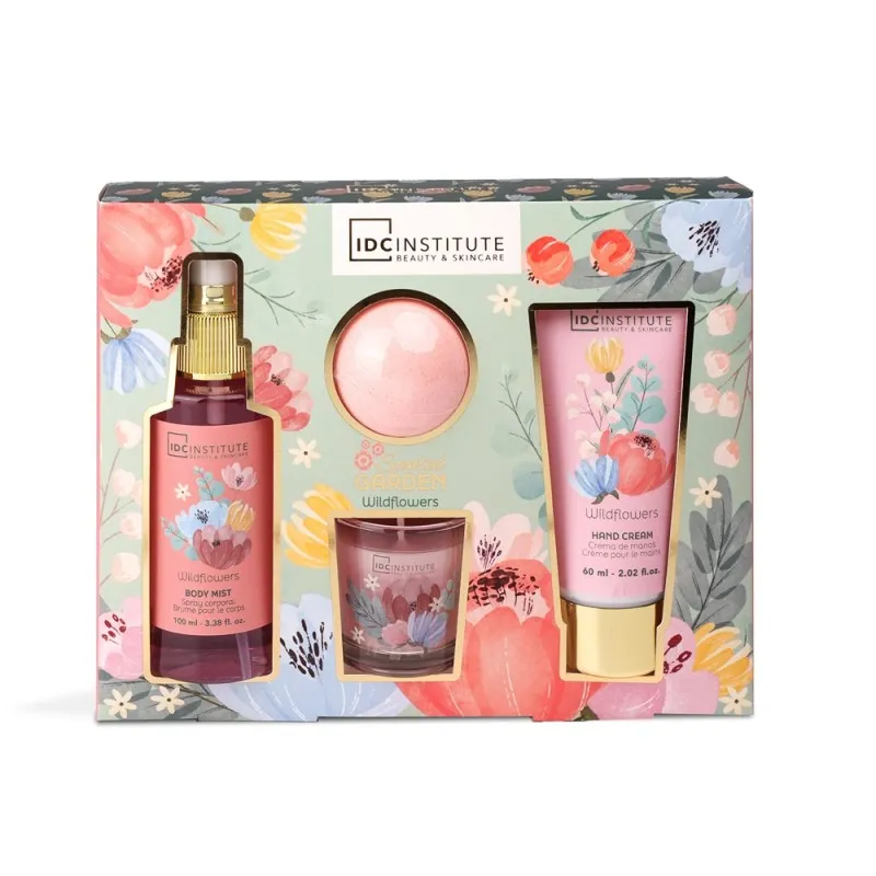 IDC Institute Scented Garden Perfect Bath 4 τμχ – Γυναικείο Σετ Δώρου με Body Mist, Κρέμα Χεριών, Bath Bomb & Κερί