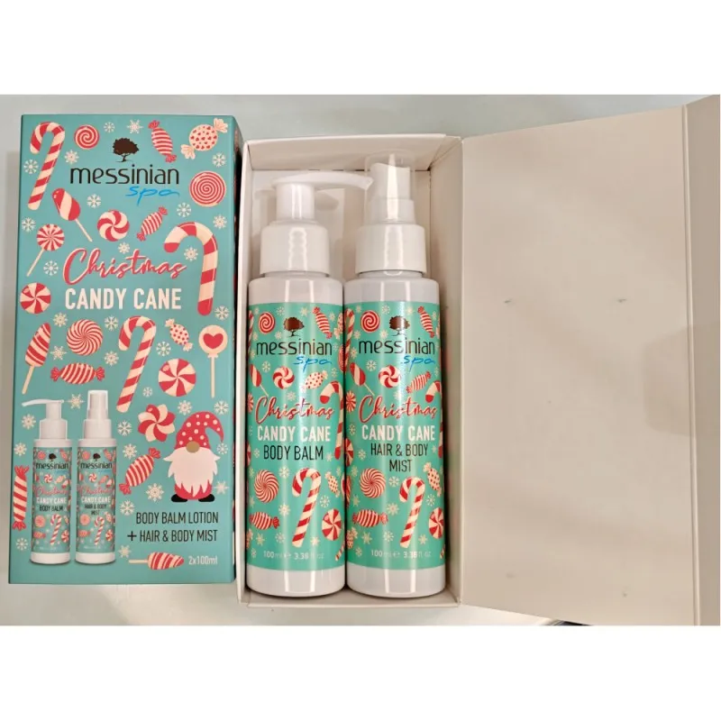 Messinian Spa Christmas Box Candy Cane 2x100ml – Σετ Δώρου Body Balm + Hair & Body Mist