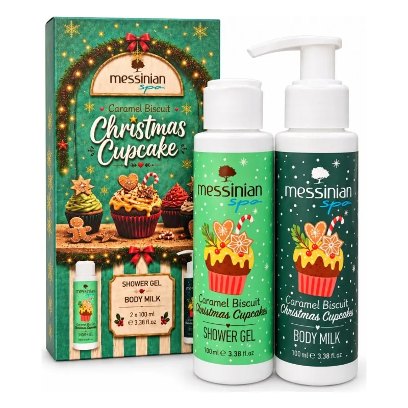Messinian Spa Christmas Box Caramel Biscuit Christmas Cupcake 2x100ml – Σετ Δώρου Γαλάκτωμα Σώματος + Αφρόλουτρο