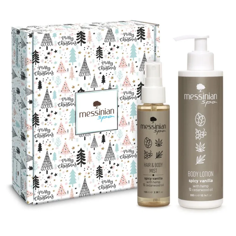 Messinian Spa Christmas Box Spicy Vanilla Unisex – Σετ Δώρου Hair & Body Mist 100ml + Γαλάκτωμα Σώματος 300ml