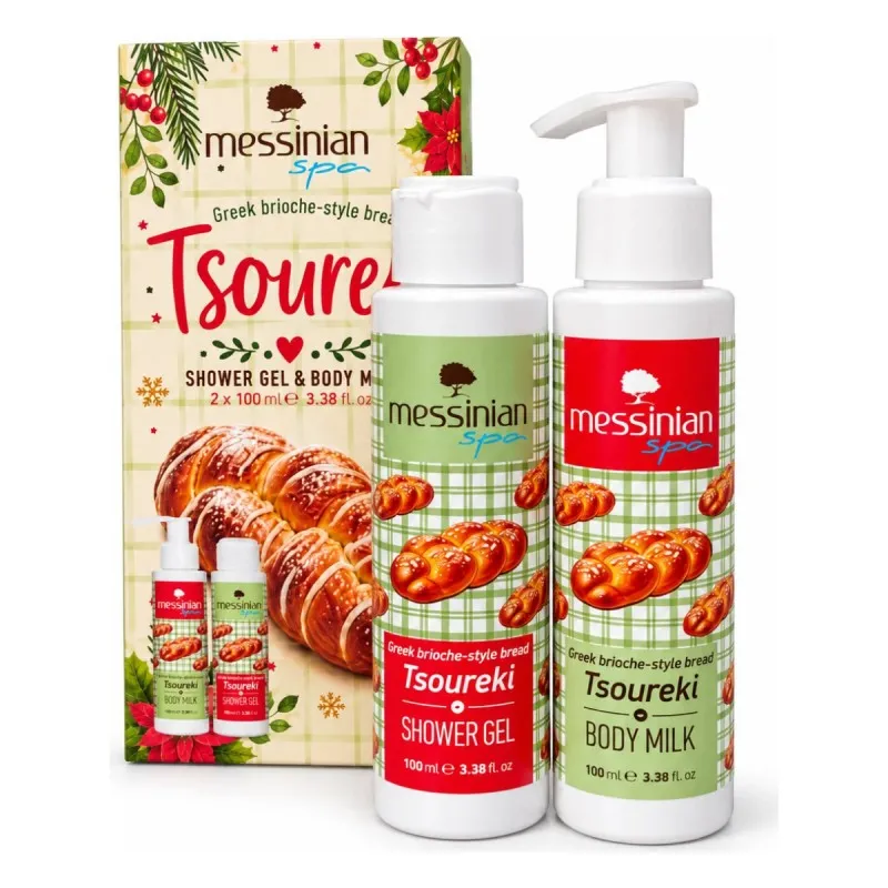 Messinian Spa Christmas Box Τσουρέκι 2x100ml – Σετ Δώρου Γαλάκτωμα Σώματος + Αφρόλουτρο