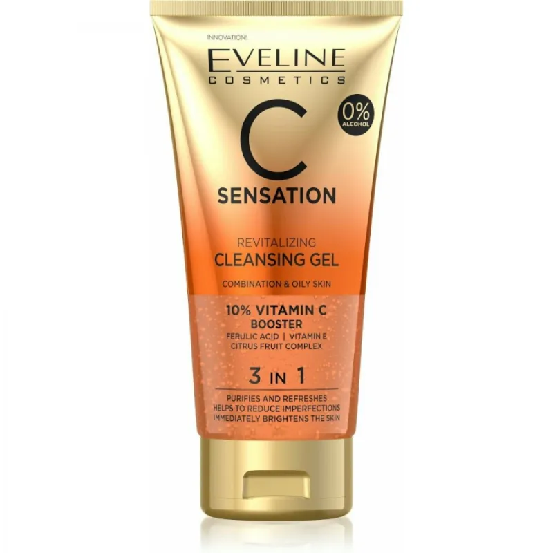 EVELINE Vitamin C Sensation Revitalising Cleansing Gel 3in1 150ml EVELINE Vitamin C Sensation Revitalising Cleansing Gel 3in1 150ml