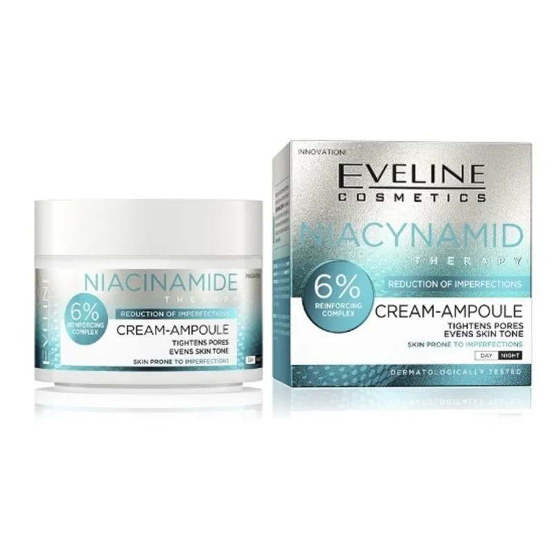 Eveline Niacinamide Therapy 6% Cream-Ampoule 50ml - Κρέμα-Αμπούλα Προσώπου με Νιασιναμίδη κατά των Ατελειών (Για Επιδερμίδες με Τάση Ακμής/Ατέλειες) Eveline Niacinamide Therapy 6% Cream-Ampoule 50ml - Κρέμα-Αμπούλα Προσώπου με Νιασιναμίδη κατά των Ατελειών (Για Επιδερμίδες με Τάση Ακμής/Ατέλειες)