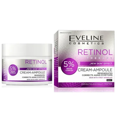 Eveline Retinol Therapy 5% Cream-Ampoule 50ml - Αναπλαστική Κρέμα-Αμπούλα Νυκτός για Επιδερμίδες με τις Πρώτες Ρυτίδες