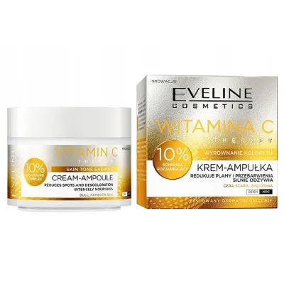 Eveline Vitamin C Therapy 10% Cream-Ampoule 50ml - Κρέμα-Αμπούλα Προσώπου με Βιταμίνη C για Λάμψη (Για Θαμπές / Κουρασμένες Επιδερμίδες)
