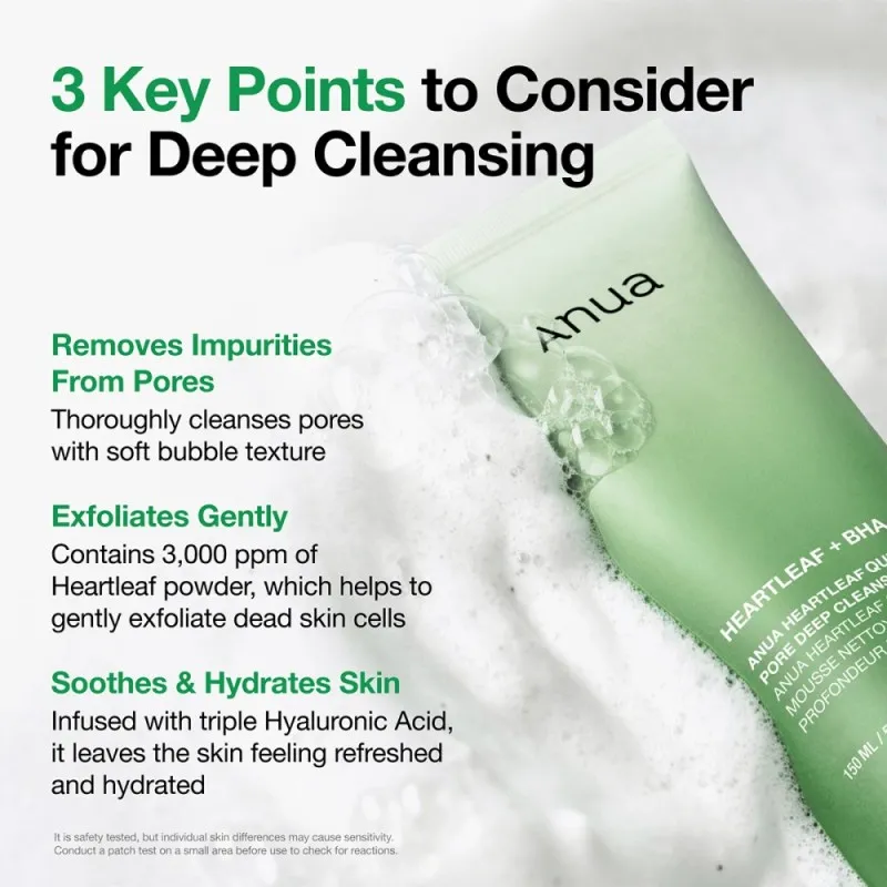 Anua Heartleaf Quercetinol Pore Deep Cleansing Foam 150ml – Αφρός Καθαρισμού Προσώπου με Heartleaf & BHA για Πόρους & Λιπαρότητα