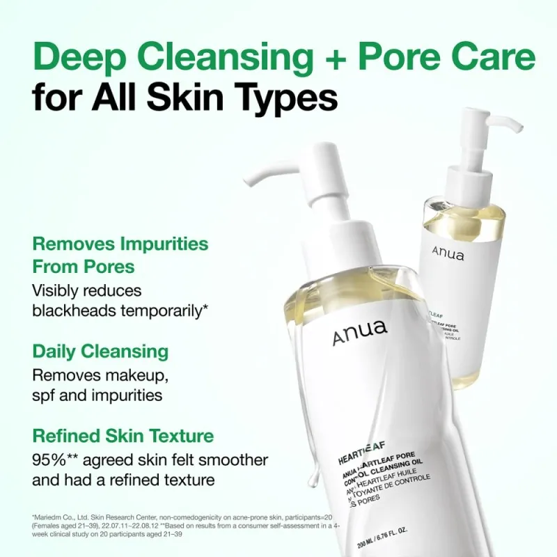 Anua Heartleaf Pore Control Cleansing Oil 200ml – Λάδι Καθαρισμού & Ντεμακιγιάζ Προσώπου για Πόρους, Μαύρα Στίγματα & Λιπαρότητα