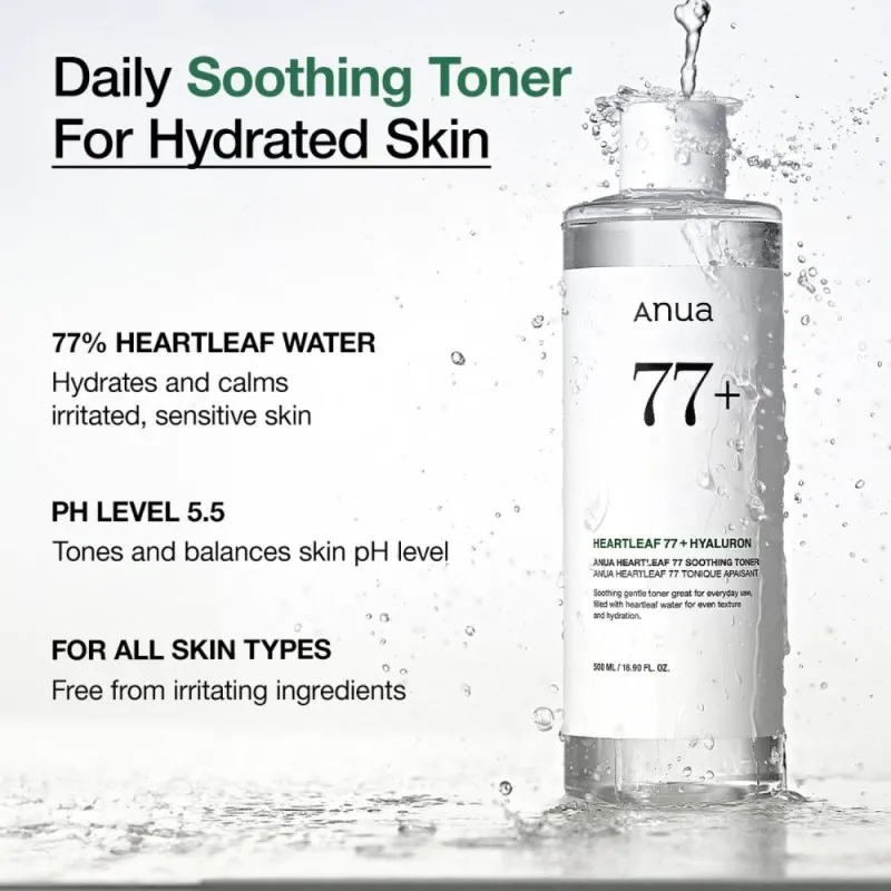 Anua Heartleaf 77% Soothing Toner 250ml – Καταπραϋντικό Toner Προσώπου με Heartleaf για Ενυδάτωση, Δροσιά & Ευαίσθητη Επιδερμίδα