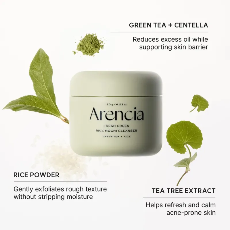 Arencia Fresh Green Rice Mochi Cleanser 120g – Καθαριστικό Προσώπου με Ρύζι για Λιπαρή, Ακνεϊκή & Συμφορημένη Επιδερμίδα Arencia Fresh Green Rice Mochi Cleanser 120g – Καθαριστικό Προσώπου με Ρύζι για Λιπαρή, Ακνεϊκή & Συμφορημένη Επιδερμίδα