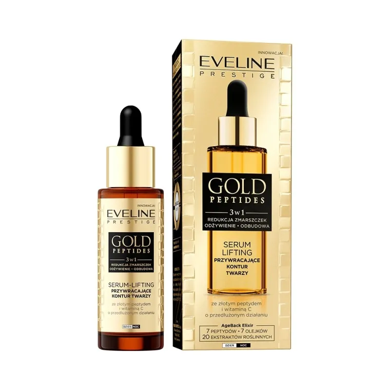 Eveline Gold Peptides Face-Lifting Serum 30ml – Ορός Προσώπου με Πεπτίδια για Σύσφιξη, Αντιρυτιδική Φροντίδα & Ελαστικότητα