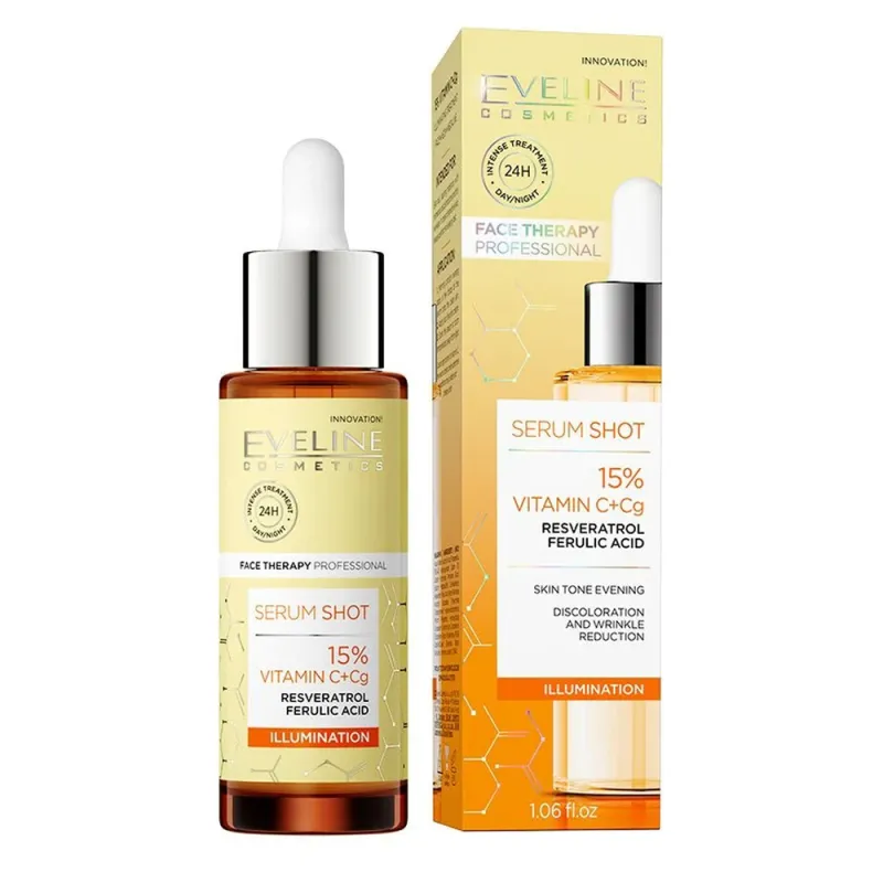 Eveline Serum Shot 15% Vitamin C + Cg Antioxidant | Αντιοξειδωτικός Ορός Προσώπου 30ml