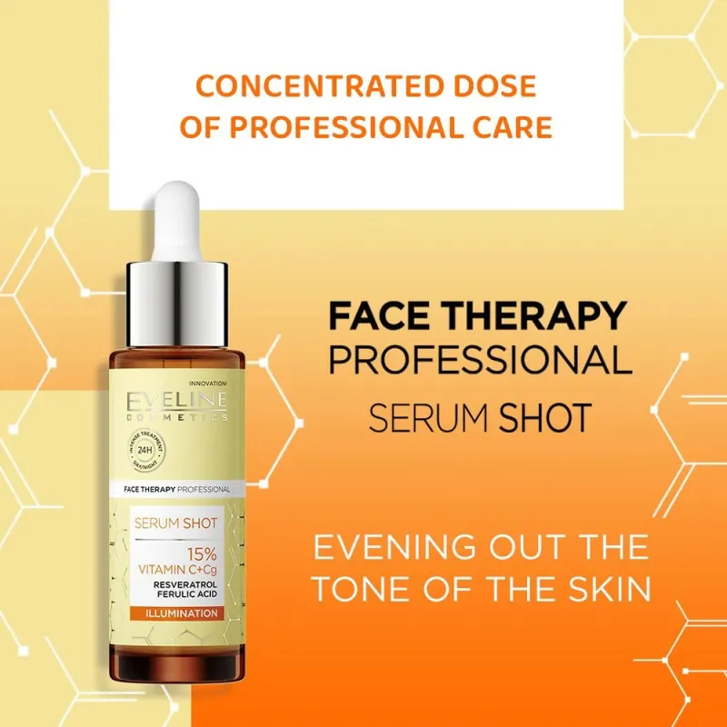 Eveline Serum Shot 15% Vitamin C + Cg Antioxidant | Αντιοξειδωτικός Ορός Προσώπου 30ml