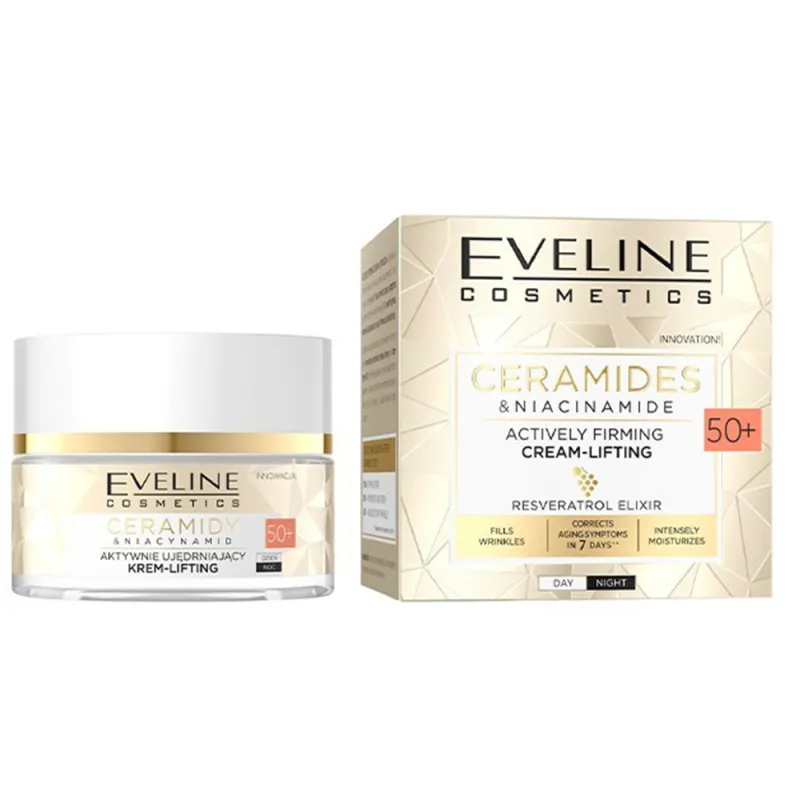 Eveline Ceramides & Niacinamide Actively Firming Lifting Cream Day & Night 50+ (50ml) Eveline Ceramides & Niacinamide Actively Firming Lifting Cream Day & Night 50+ (50ml)