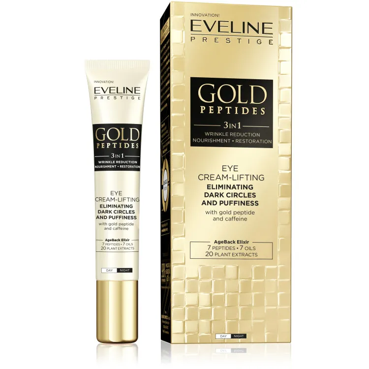 Eveline Gold Peptides Eye Cream-Lifting 20ml – Κρέμα Ματιών με Πεπτίδια & Καφεΐνη για Ρυτίδες, Μαύρους Κύκλους & Σακούλες