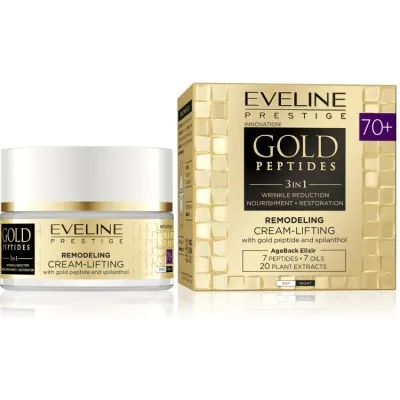 Eveline Gold Peptides Remodeling Cream-Lifting 70+ 50ml – Κρέμα Ημέρας & Νύχτας με Πεπτίδια, Ceramides & Σπιλανθόλη για Πυκνότητα & Περίγραμμα
