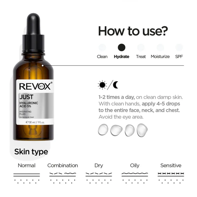 Revox Just Hyaluronic Acid 5% Hydrating Fluid | Ενυδάτωση Για Το Πρόσωπο 30ml Revox Just Hyaluronic Acid 5% Hydrating Fluid | Ενυδάτωση Για Το Πρόσωπο 30ml