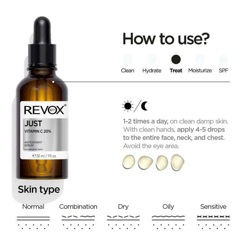 Revox Just Vitamin C 20% Antioxidant Serum | Αντιοξειδωτικός Ορός Προσώπου 30ml Revox Just Vitamin C 20% Antioxidant Serum | Αντιοξειδωτικός Ορός Προσώπου 30ml